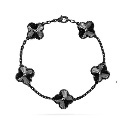 [Lora JEWELRY]CLOVER 5 MOTIF BLACK BRACELET