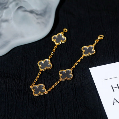 [LORA]CLOVER 5 MOTIF ROCK CRYSTAL BRACELET
