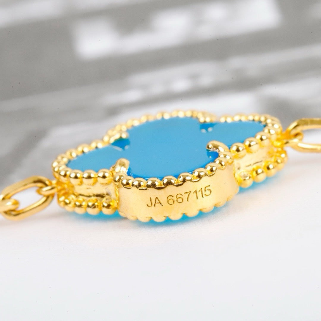 [LORA]CLOVER 5 MOTIFS TURQUOISE BRACELET