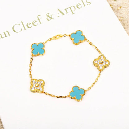 [LORA] CLOVER 5 MOTIF TURQUOISE BRACELET COLLECTION