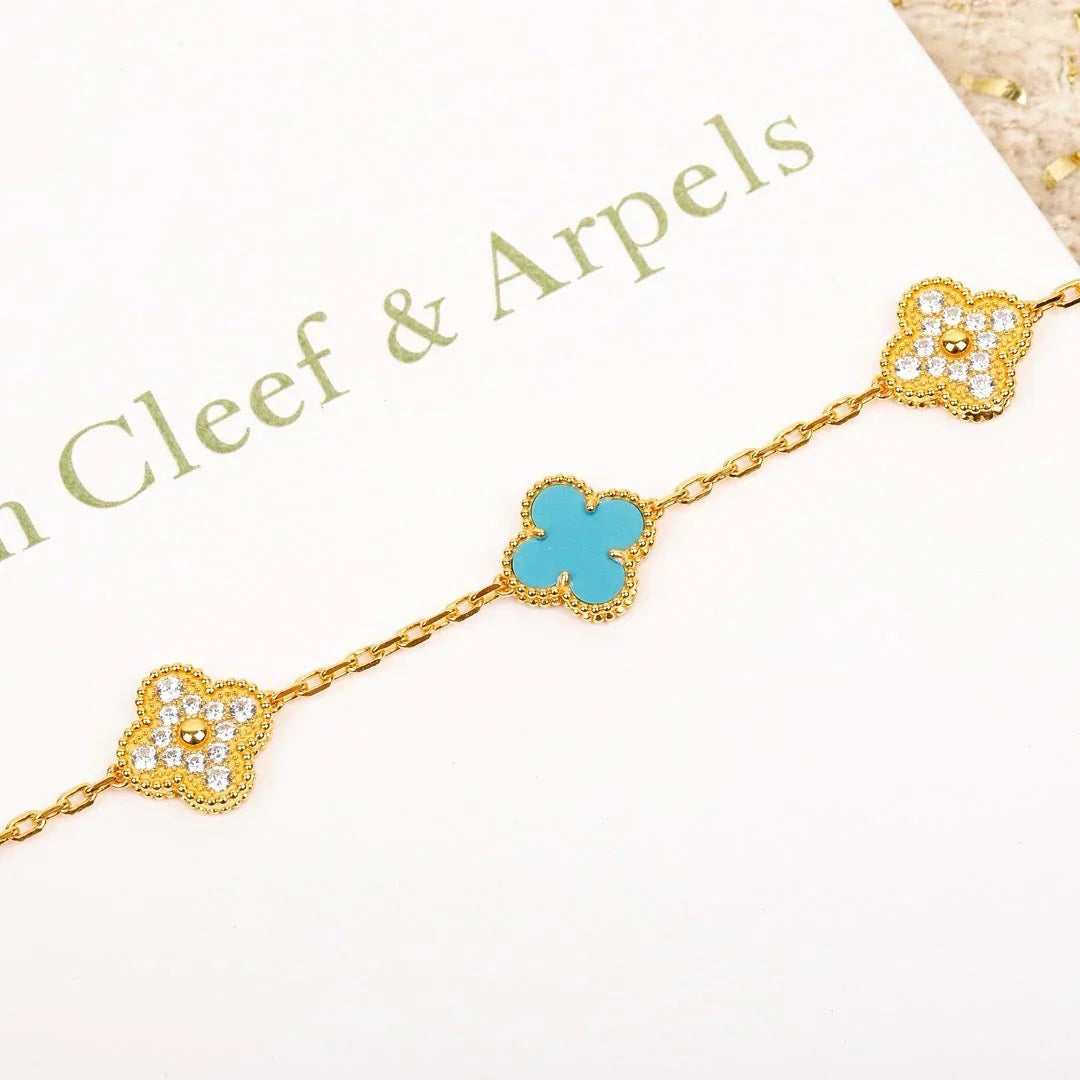 [Lora] CLOVER 5 MOTIF TURQUOISE BRACELET COLLECTION