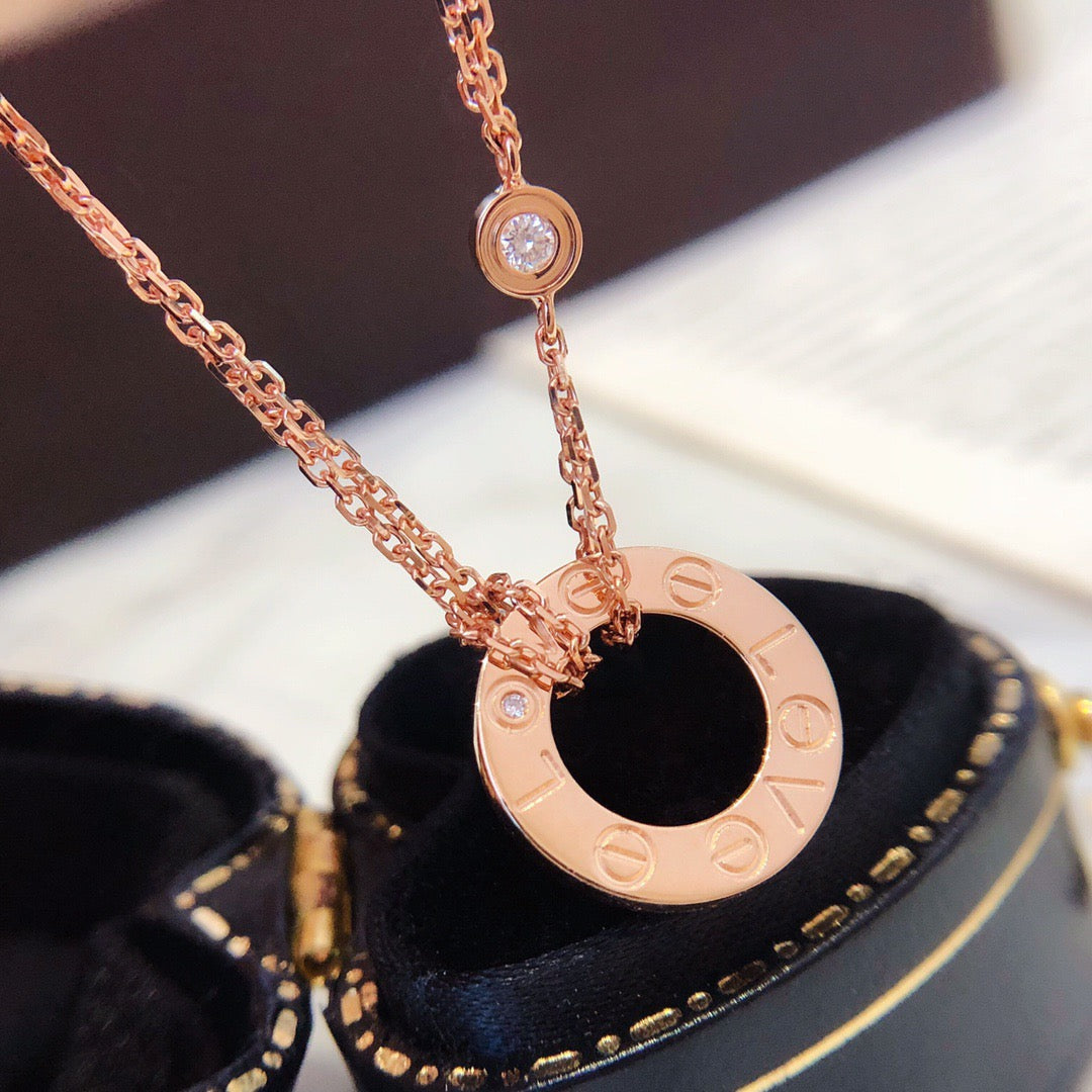 [LORA] LOVE NECKLACE 16MM 2 DIAMONDS