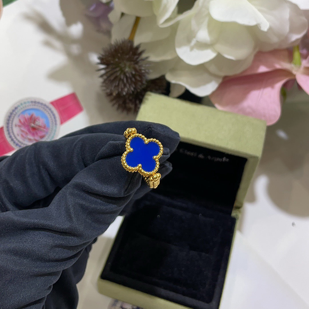 [LORA]CLOVER RIVERSIBLE BLUE AGATE RING