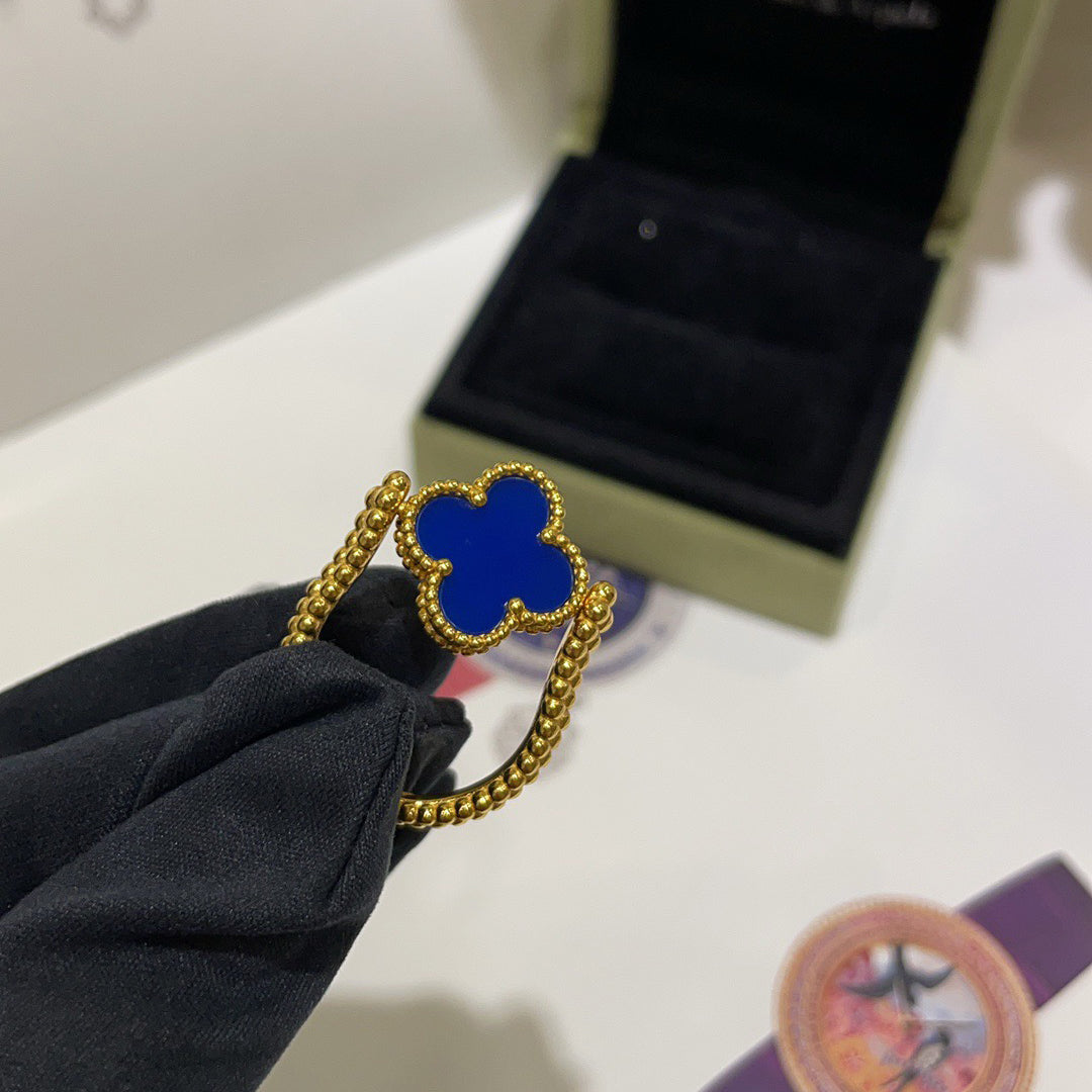 [LORA]CLOVER RIVERSIBLE BLUE AGATE RING