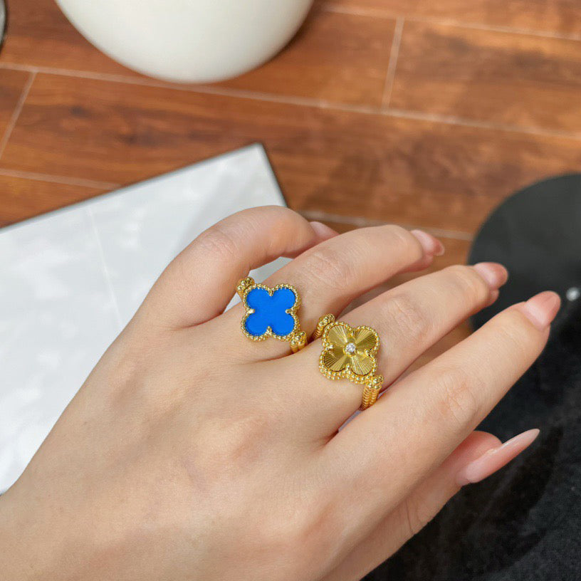 [LORA]CLOVER RIVERSIBLE BLUE AGATE RING
