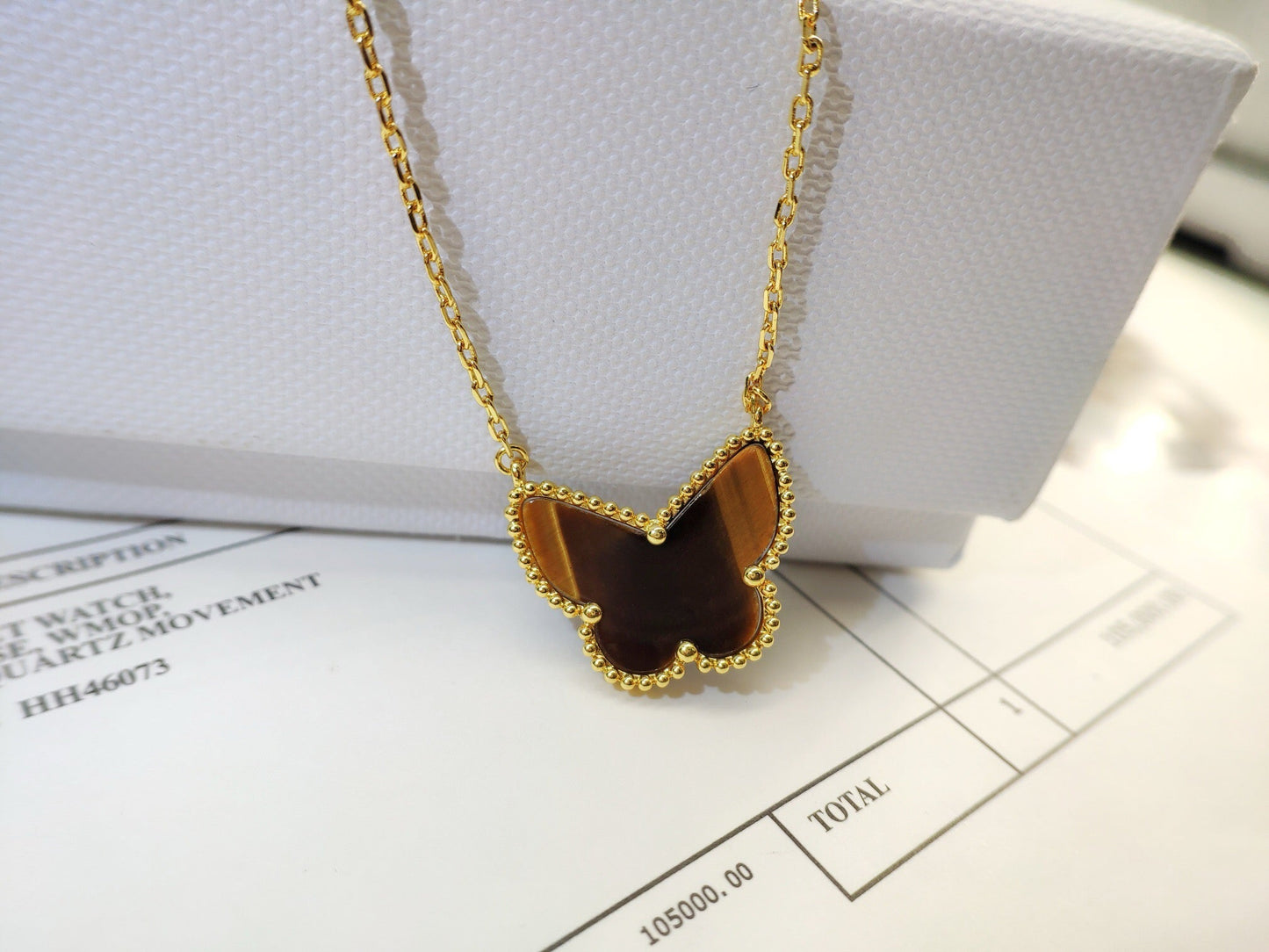 [LORA] TIGER__ EYE BUTTERFLY NECKLACE