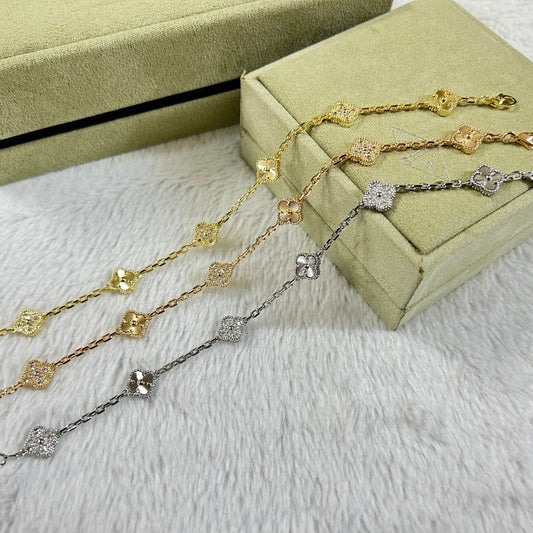 [Lora]CLOVER 6 MOTIF DIAMOND LASER BRACELET