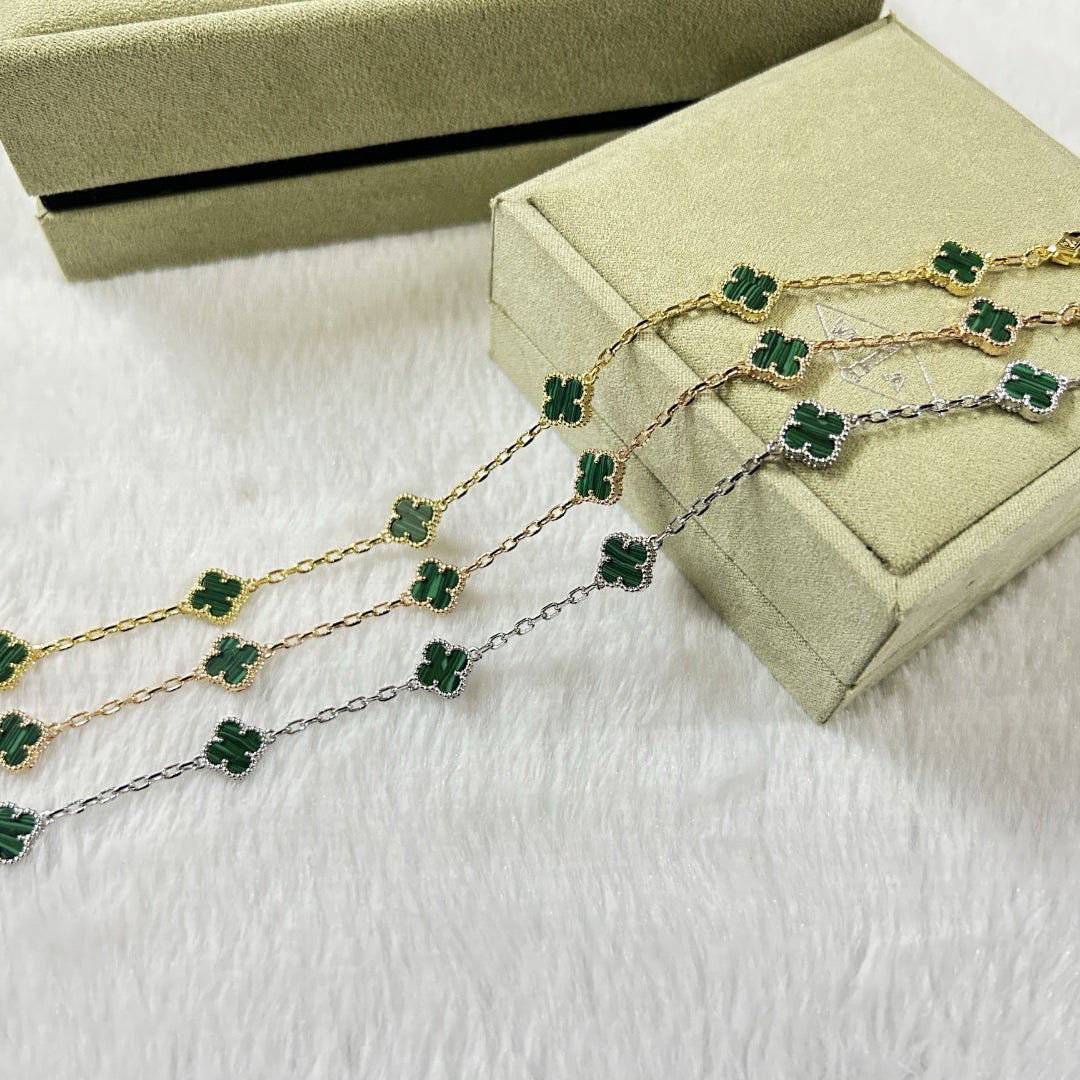[Lora]CLOVER 6 MOTIF MALACHITE BRACELET