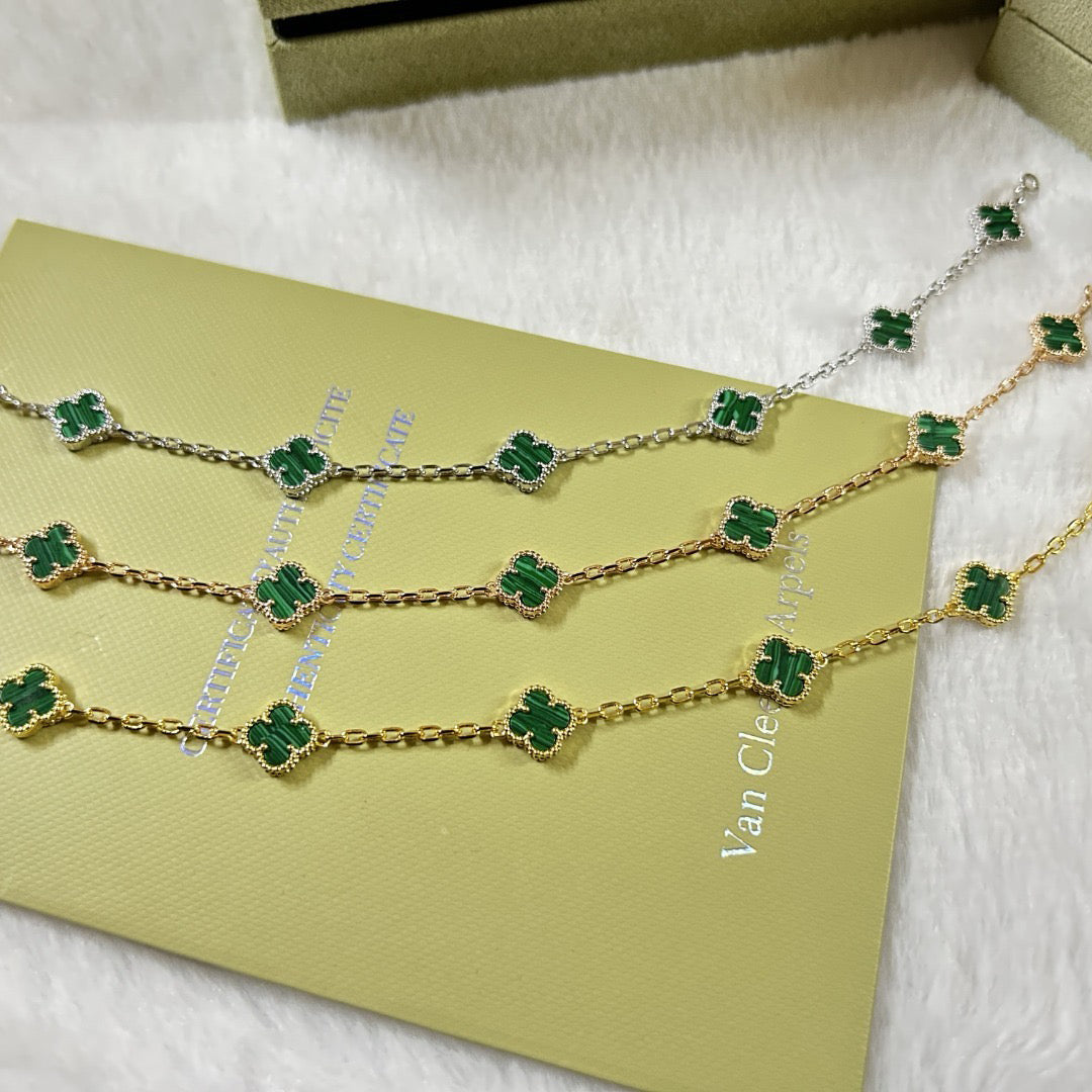 [Lora]CLOVER 6 MOTIF MALACHITE BRACELET