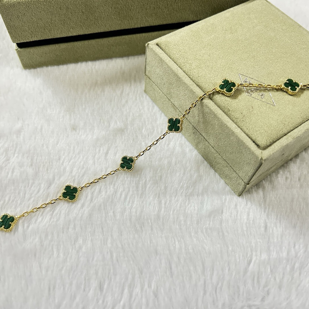 [Lora]CLOVER 6 MOTIF MALACHITE BRACELET