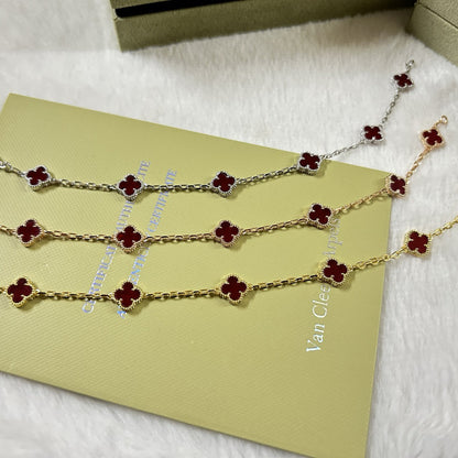 [LORA]CLOVER 6 MOTIF RED AGATE BRACELET