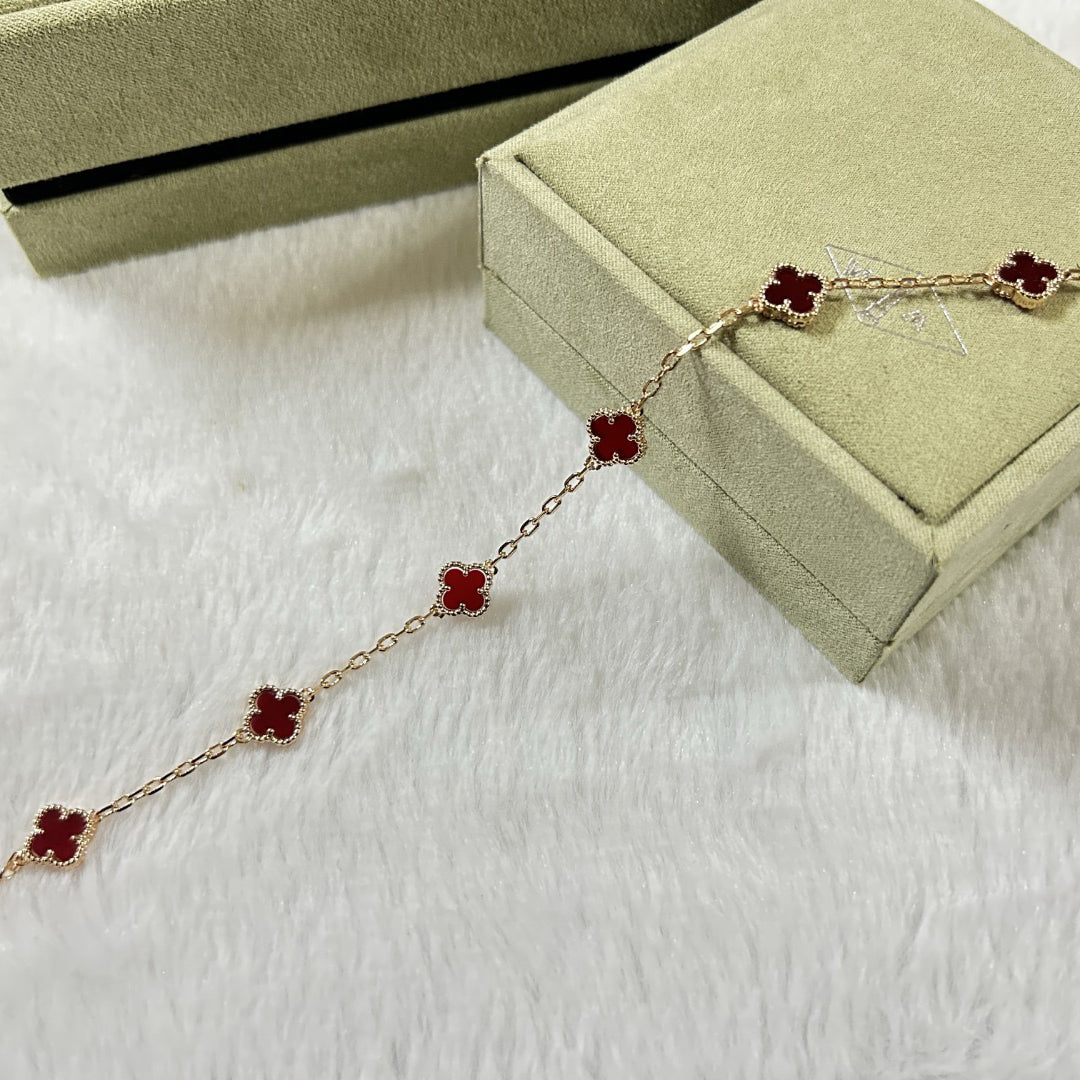 [Lora]CLOVER 6 MOTIF RED AGATE BRACELET