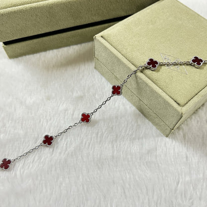 [LORA]CLOVER 6 MOTIF RED AGATE BRACELET