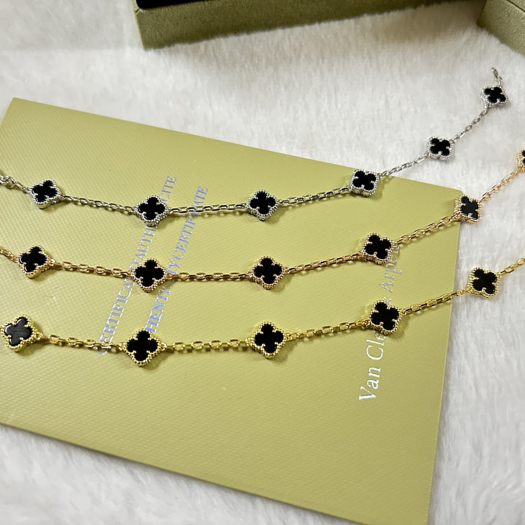 [LORA]CLOVER 6 MOTIF  ONYXS BRACELET
