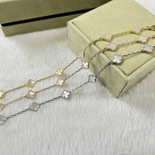 [Lora]CLOVER 6 MOTIF WHITE MOP BRACELET