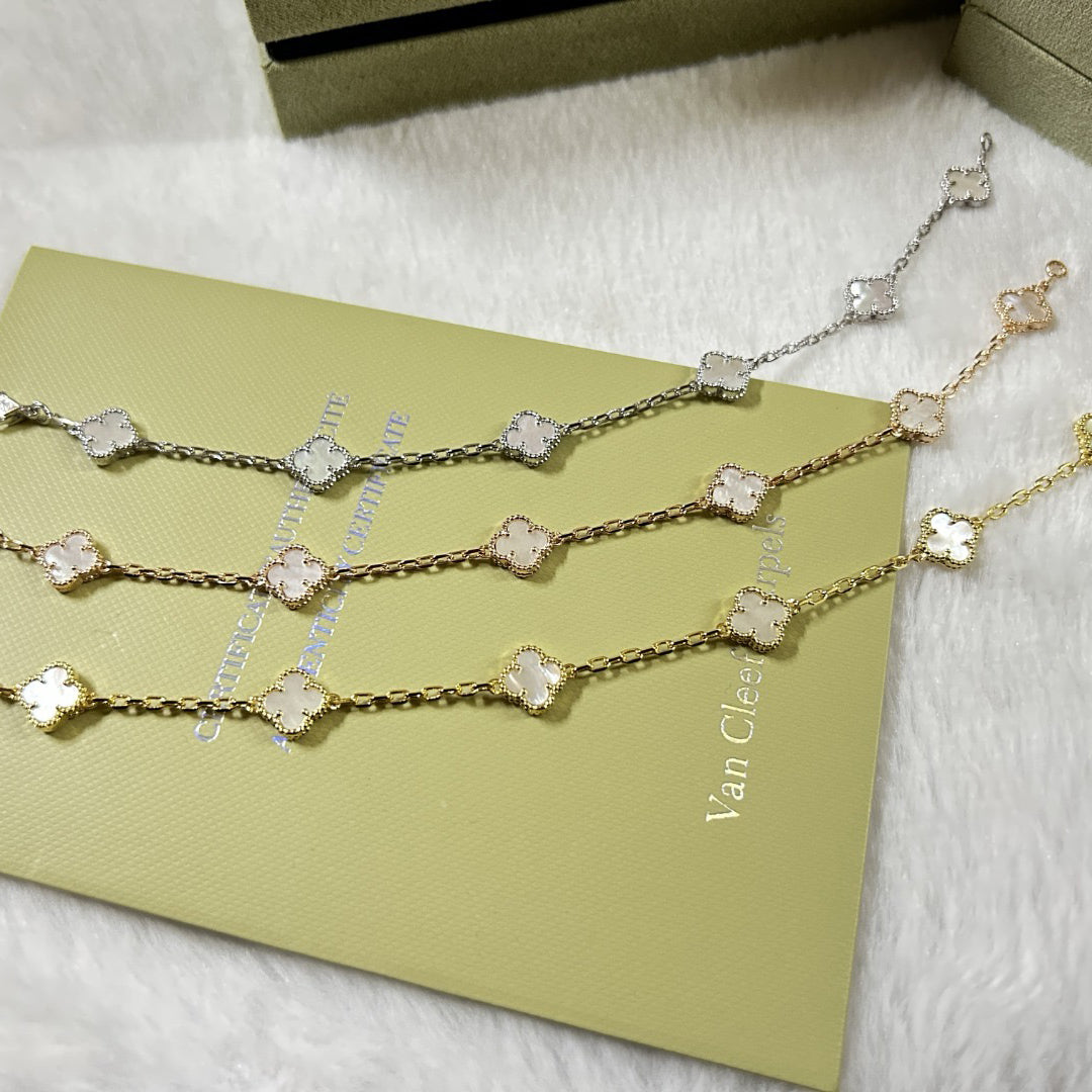 [Lora]CLOVER 6 MOTIF WHITE MOP BRACELET