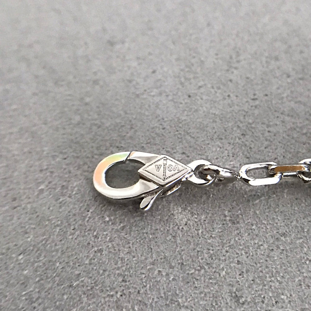[LORA]CLOVER 5 MOTIF ONYXS DIAMOND BRACELET SILVER