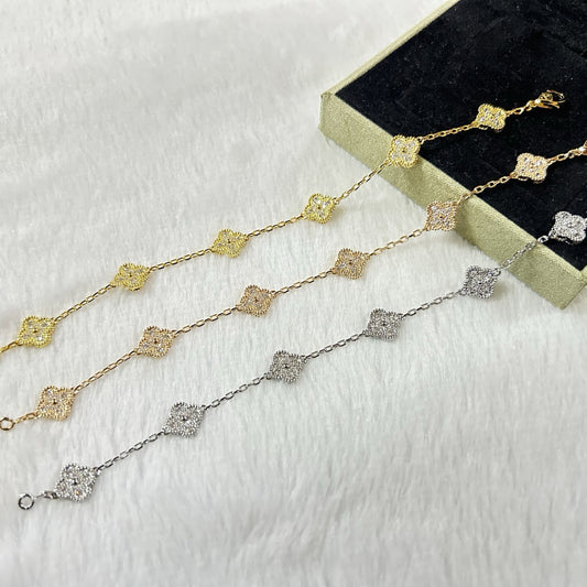[Lora]CLOVER 6 MOTIF DIAMOND BRACELET