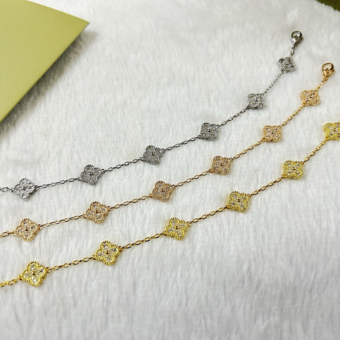 [Lora]CLOVER 6 MOTIF DIAMOND BRACELET