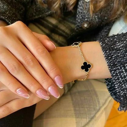 [LORA]CLOVER  5 MOTIFS BLACK ONYX BRACELET