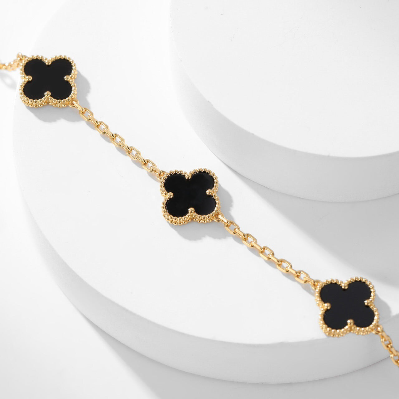 [Lora]CLOVER 10 MOTIFS ONYX NECKLACE