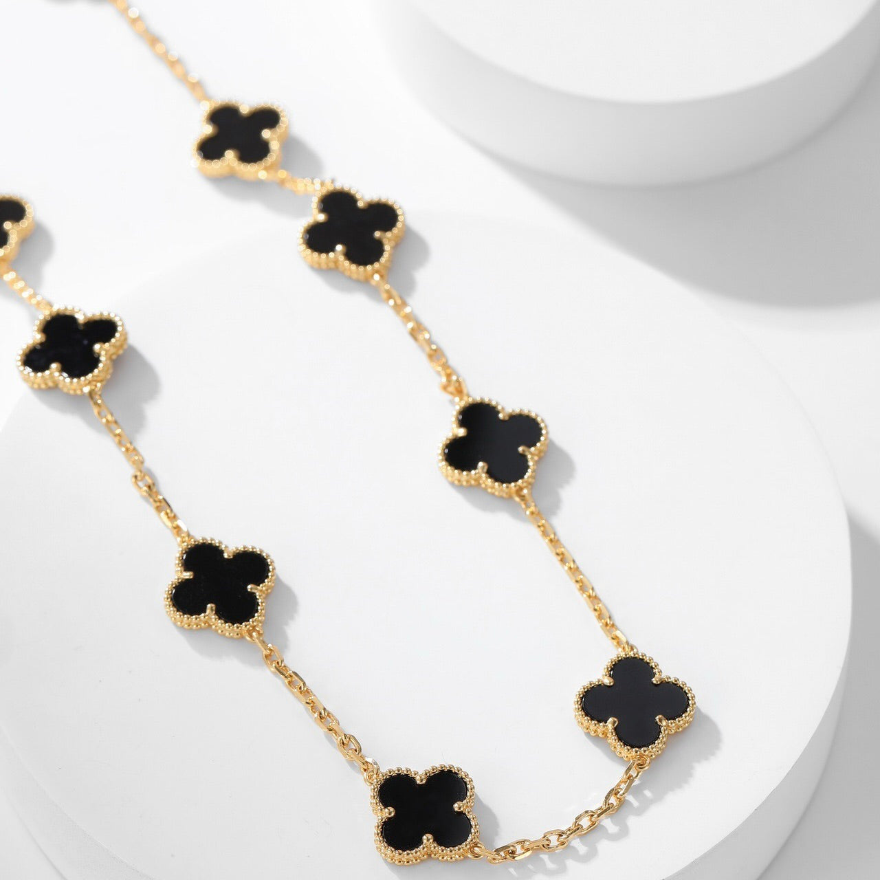 [Lora]CLOVER 10 MOTIFS ONYX NECKLACE