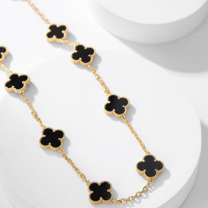 [Lora]CLOVER 10 MOTIFS ONYX NECKLACE
