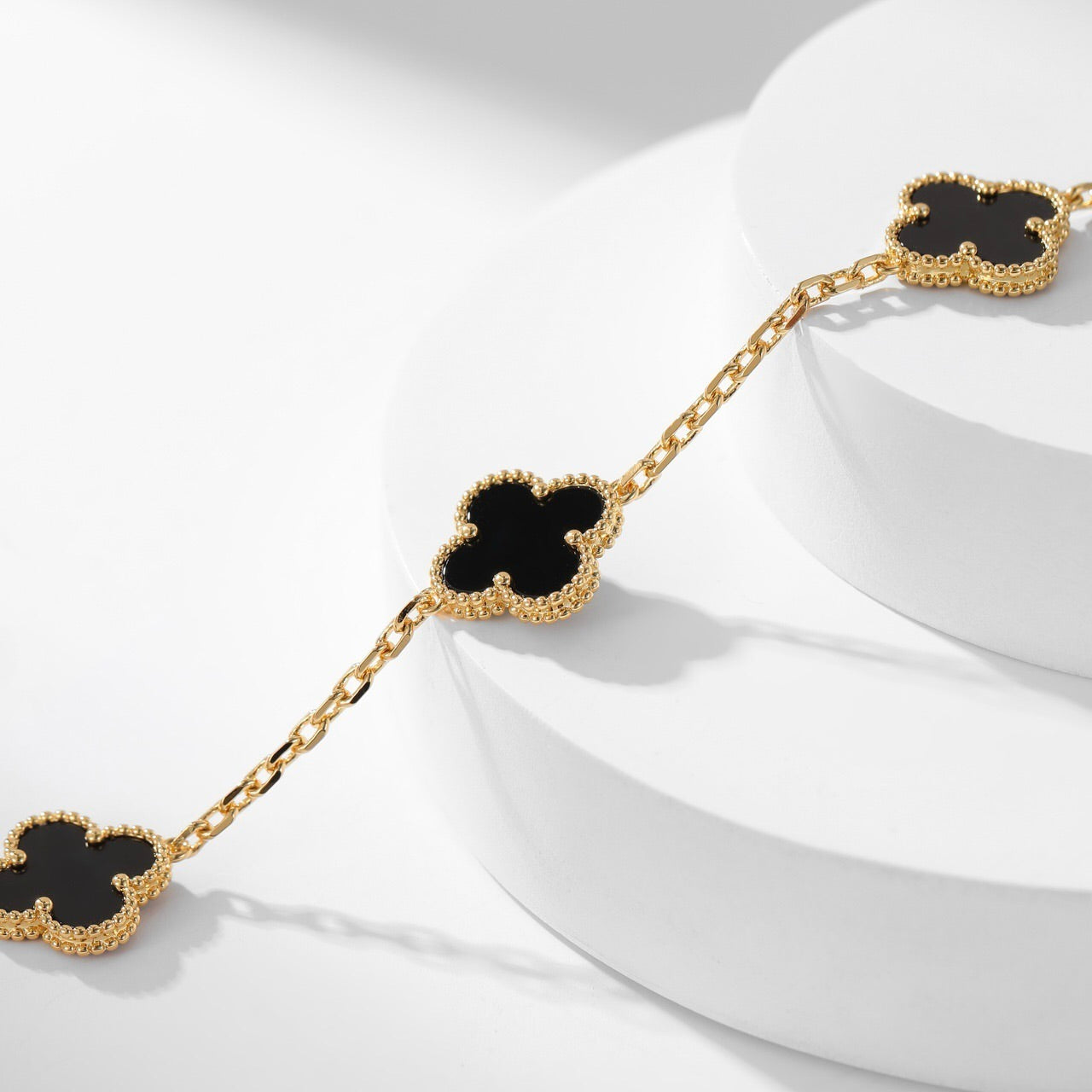 [Lora]CLOVER 10 MOTIFS ONYX NECKLACE
