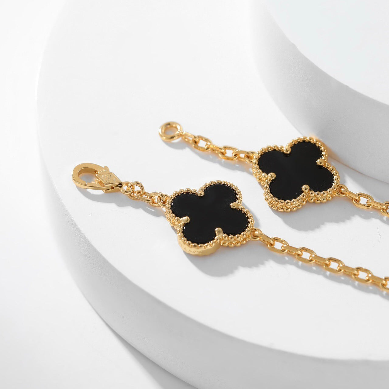 [Lora]CLOVER 10 MOTIFS ONYX NECKLACE