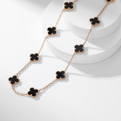 [Lora]CLOVER 10 MOTIFS ONYX NECKLACE