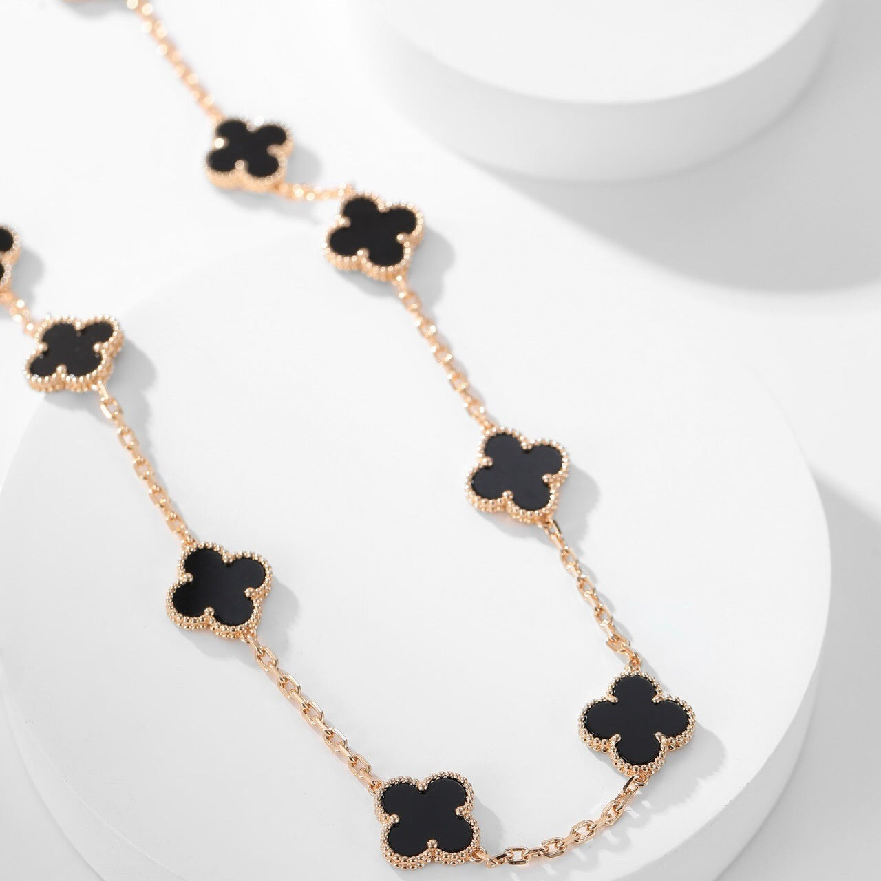 [Lora]CLOVER 10 MOTIFS ONYX NECKLACE