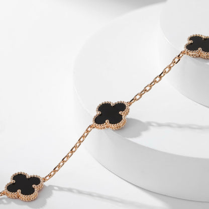 [LORA]CLOVER 10 MOTIFS ONYX NECKLACE