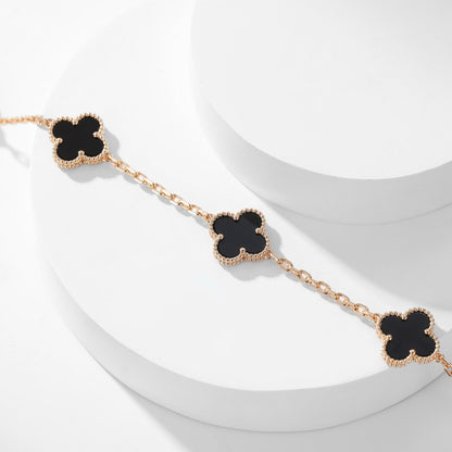 [LORA]CLOVER 10 MOTIFS ONYX NECKLACE