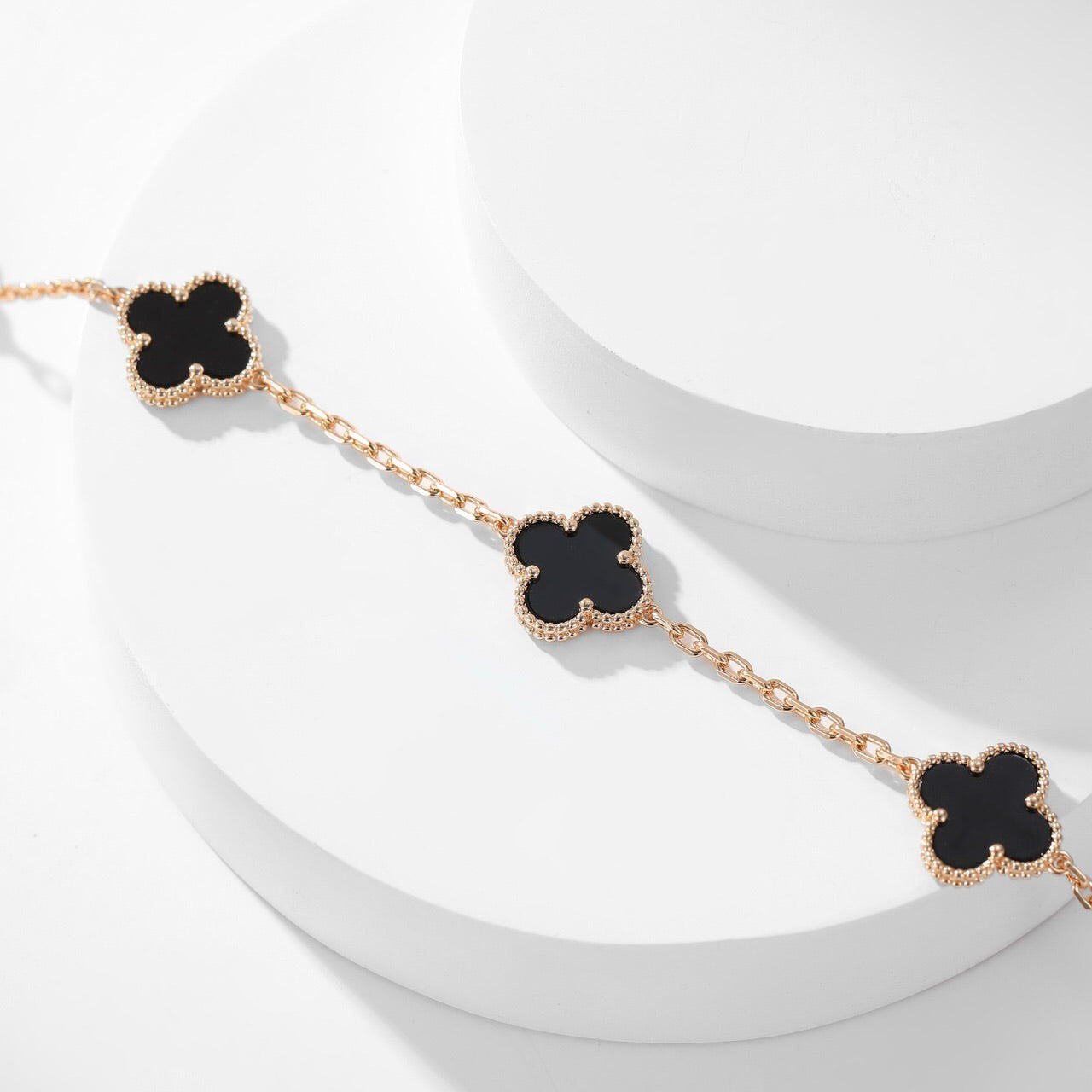 [Lora]CLOVER 10 MOTIFS ONYX NECKLACE