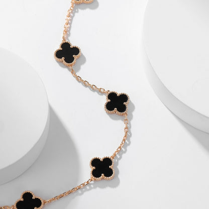 [LORA]CLOVER 10 MOTIFS ONYX NECKLACE