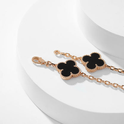 [LORA]CLOVER 10 MOTIFS ONYX NECKLACE