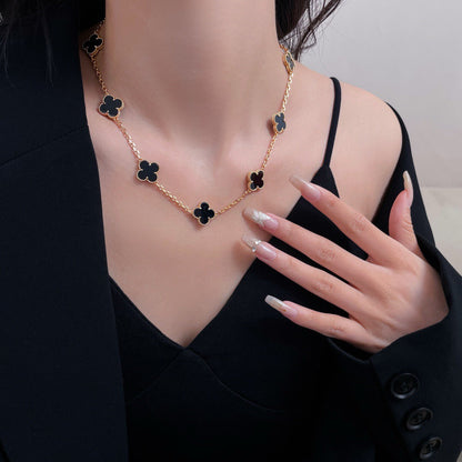 [LORA]CLOVER 10 MOTIFS ONYX NECKLACE