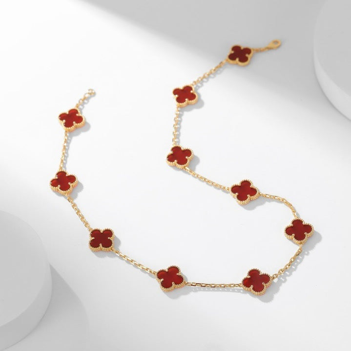 [LORA]CLOVER 10 MOTIFS CARNELIAN NECKLACE