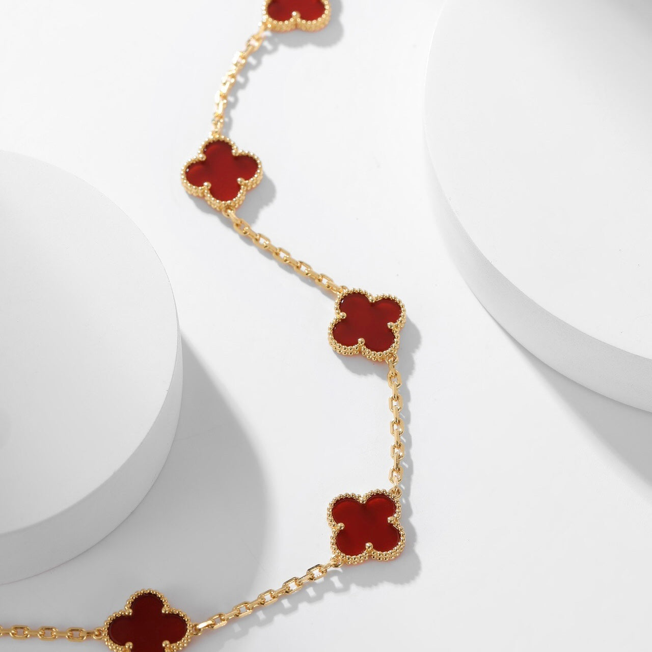 [LORA]CLOVER 10 MOTIFS CARNELIAN NECKLACE