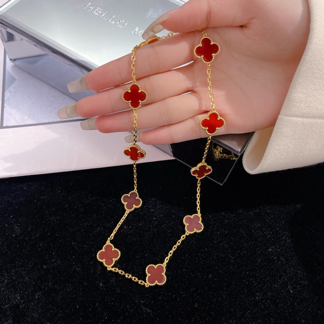 [LORA]CLOVER 10 MOTIFS CARNELIAN NECKLACE