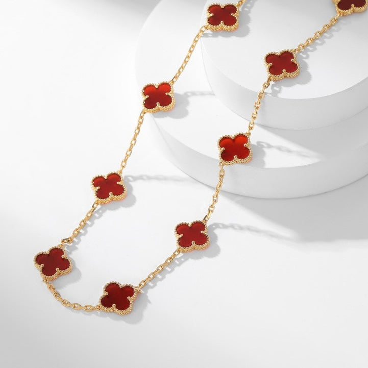 [LORA]CLOVER 10 MOTIFS CARNELIAN NECKLACE