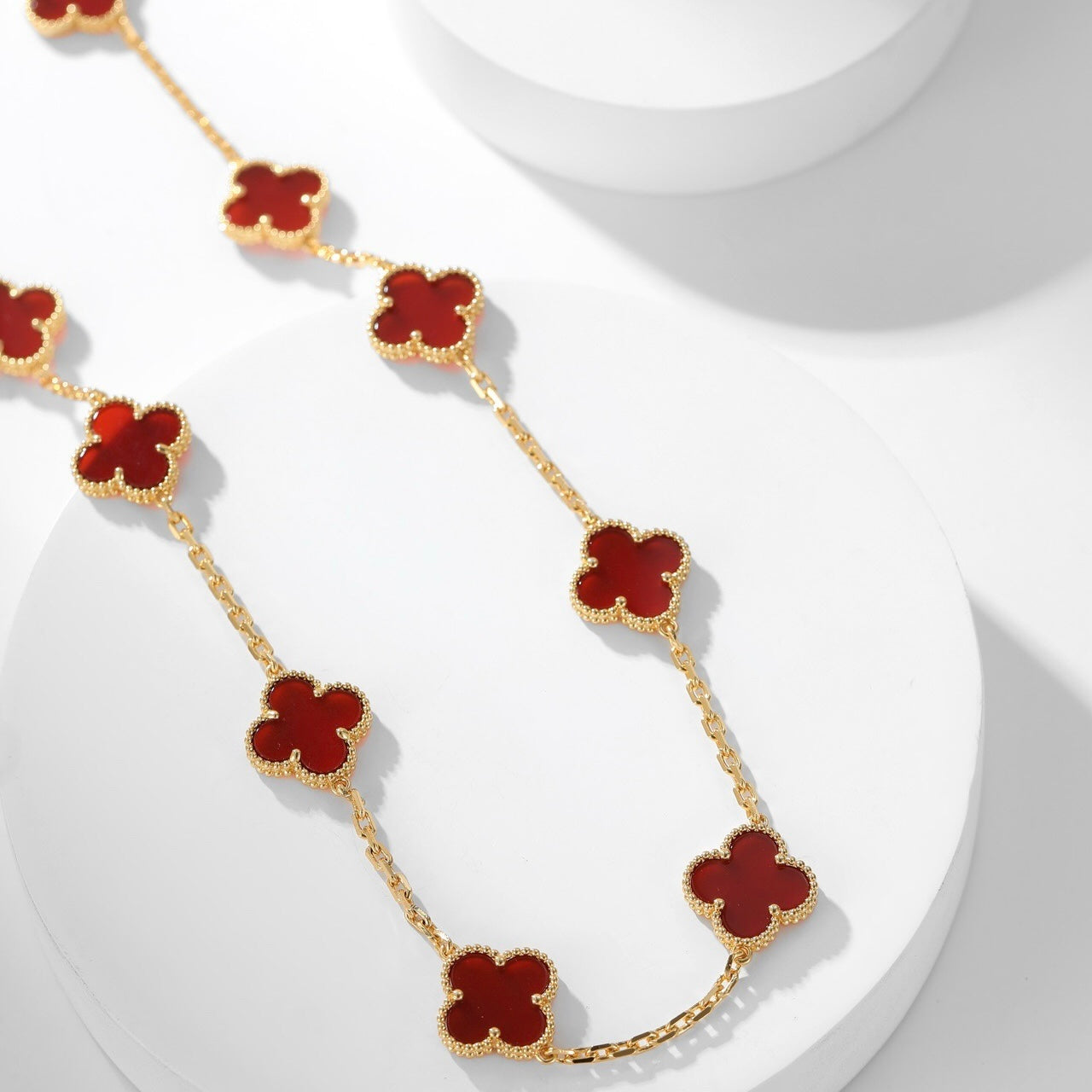 [Lora]CLOVER 10 MOTIFS CARNELIAN NECKLACE
