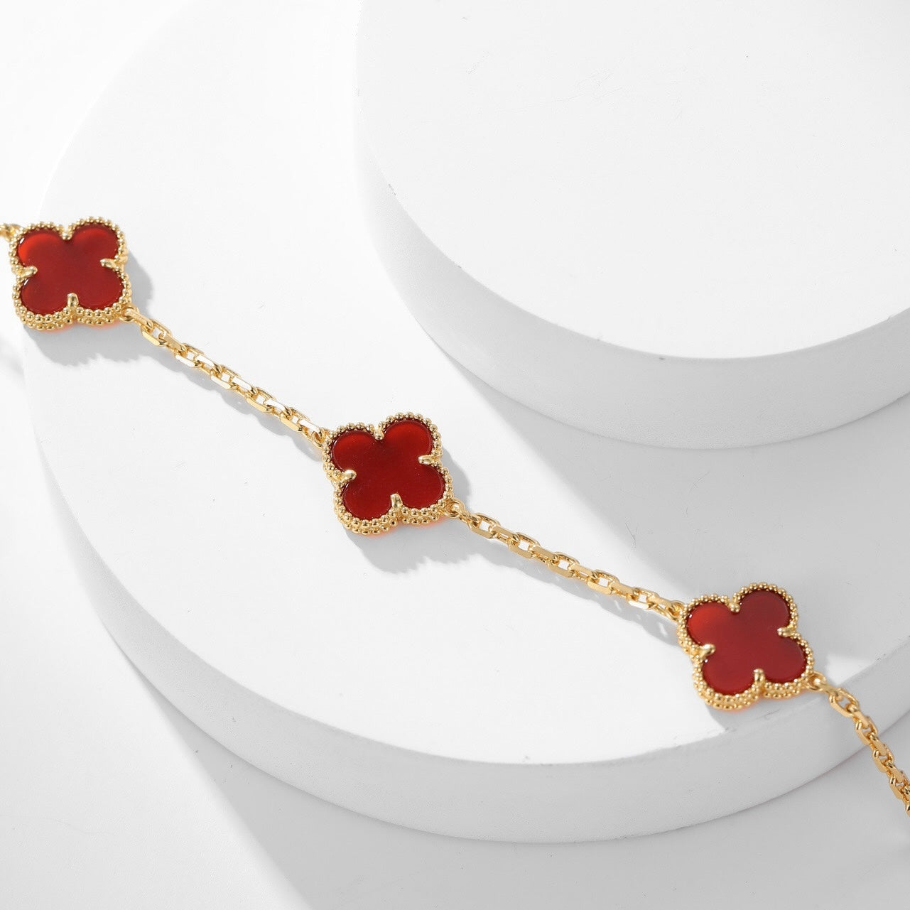 [Lora]CLOVER 10 MOTIFS CARNELIAN NECKLACE