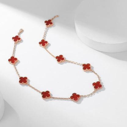 [LORA]CLOVER 10 MOTIFS CARNELIAN NECKLACE