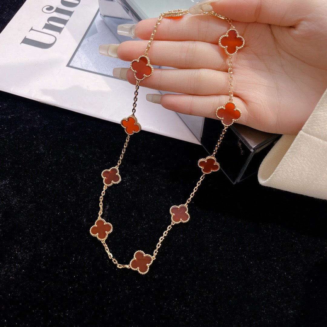 [Lora]CLOVER 10 MOTIFS CARNELIAN NECKLACE