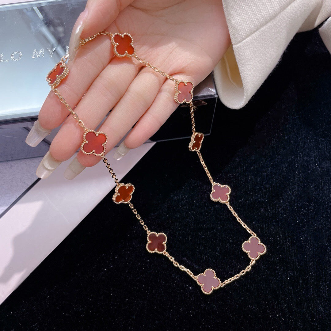 [Lora]CLOVER 10 MOTIFS CARNELIAN NECKLACE
