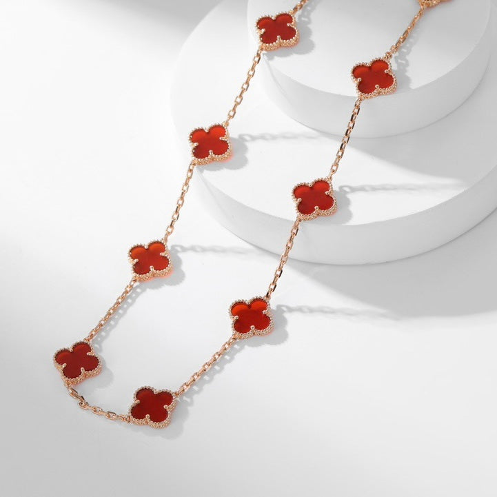 [LORA]CLOVER 10 MOTIFS CARNELIAN NECKLACE