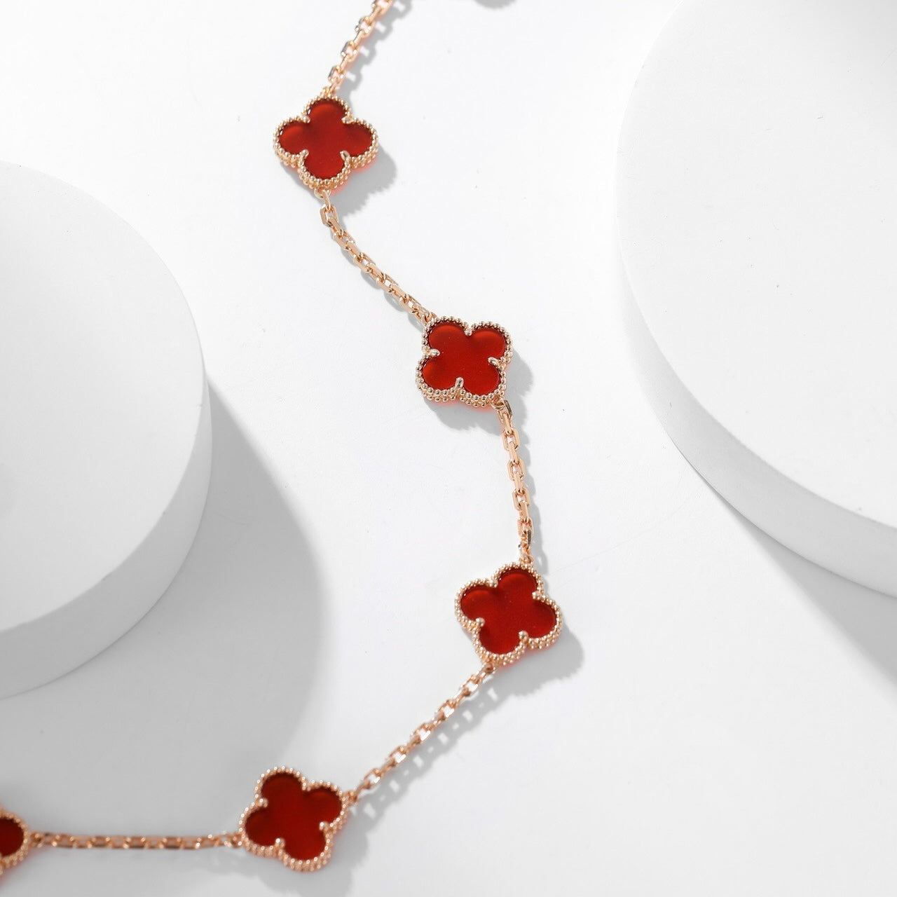 [LORA]CLOVER 10 MOTIFS CARNELIAN NECKLACE