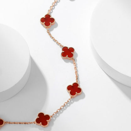 [Lora]CLOVER 10 MOTIFS CARNELIAN NECKLACE