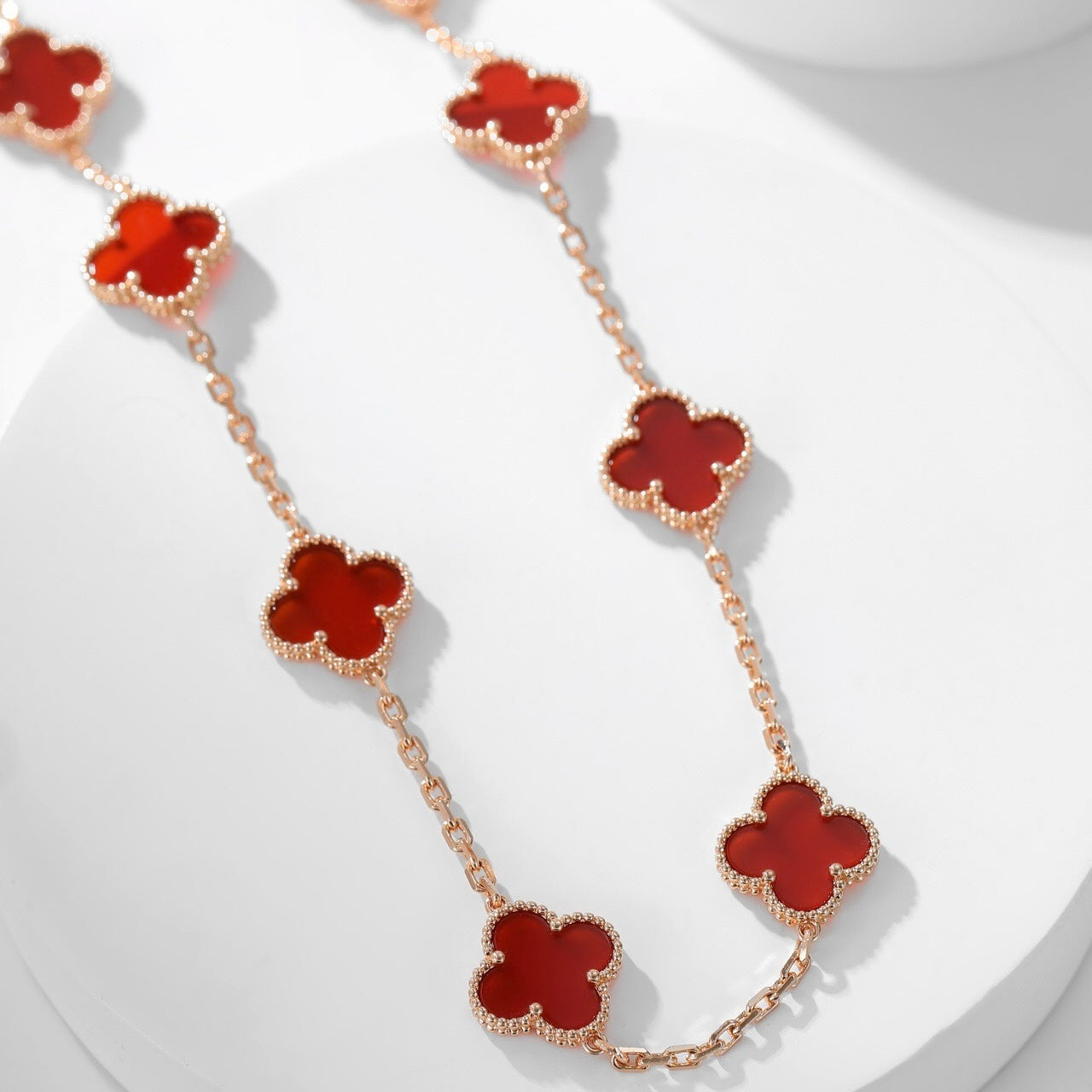 [LORA]CLOVER 10 MOTIFS CARNELIAN NECKLACE
